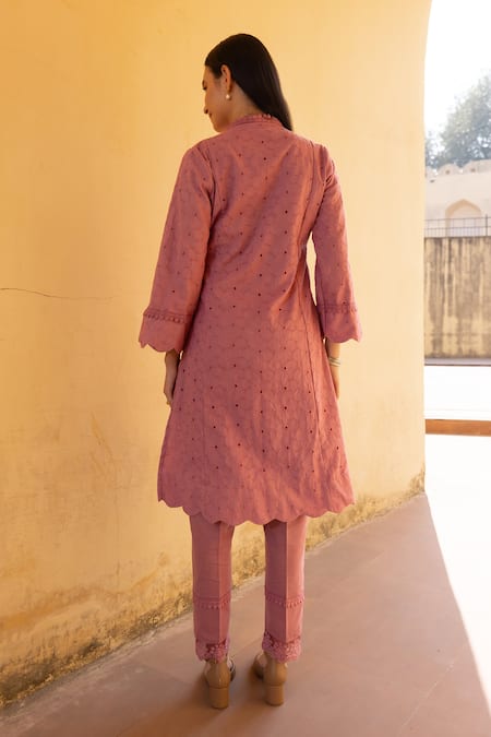 ASRUMO Schiffli Hand Embroidered Kurta Set 