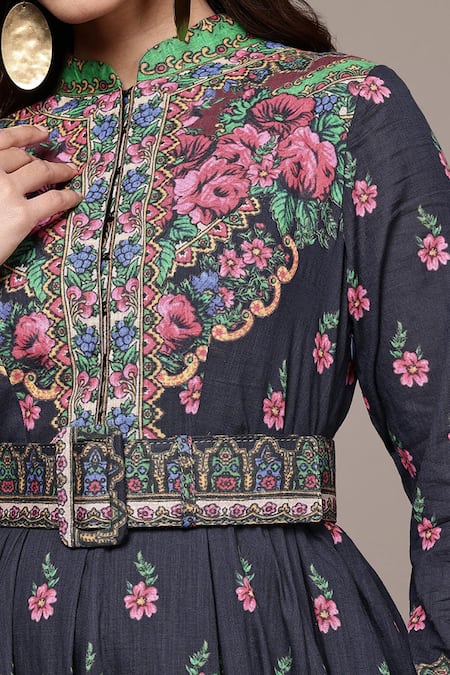 Buy Ritu Kumar Black Cotton Crew Neck Amama Long Dress Online at Aza Fashions Buy_Ritu Kumar_Black Cotton Crew Neck Amama Long Dress _Online_at_Aza_Fashions