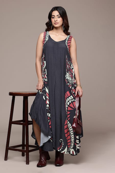 Ritu Kumar Black Azura Sleeveless A-Line Dress 