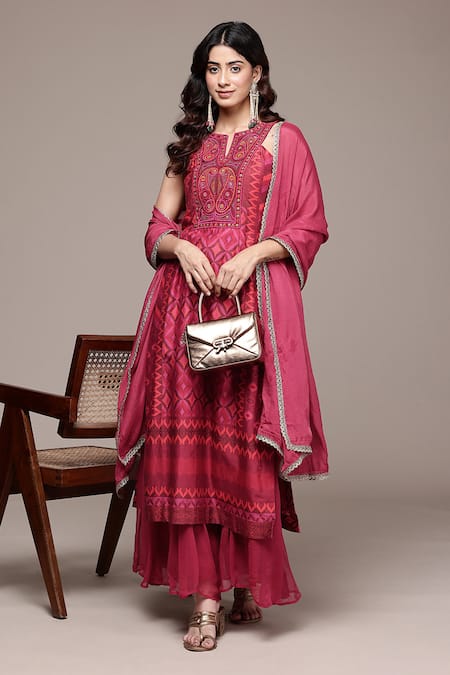 Ritu Kumar Geometric Print Kurta Sharara Set