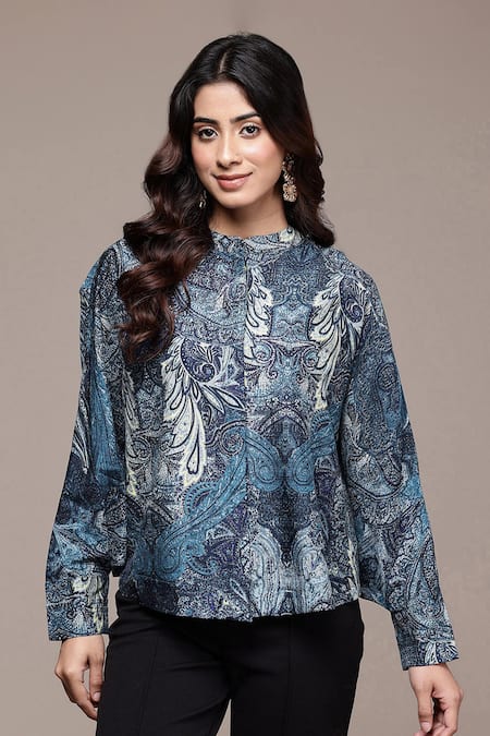 Ritu Kumar Blue Paisley Pattern Top