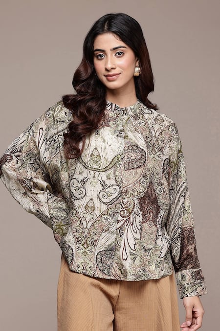 Ritu Kumar Grey Paisley Pattern Top