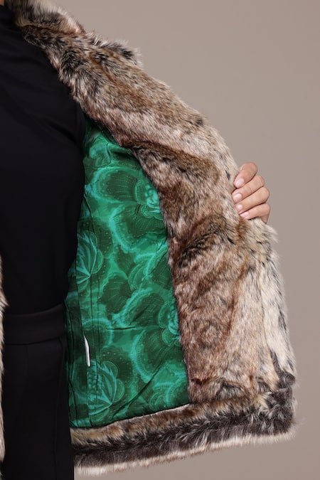 Buy_Ritu Kumar_Red Silk, Velvet Open Neck Floral Pattern Jacket _Online_at_Aza_Fashions