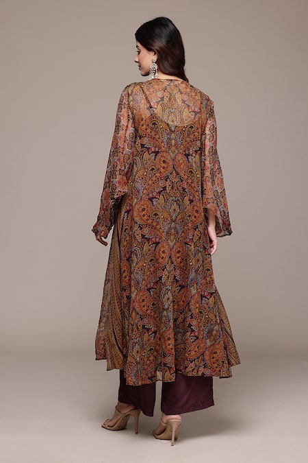 Ritu Kumar Brown Paisley Print Full Sleeve Kurta With Pant