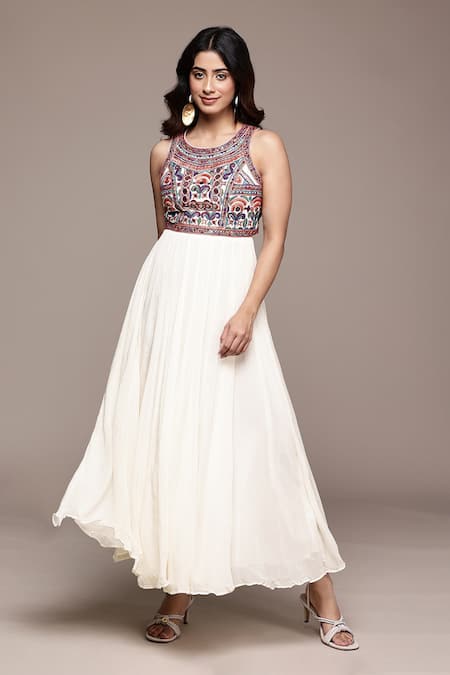 Ritu Kumar Beige Kashi Sleeveless Dress