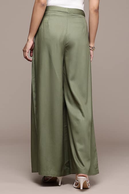 Ritu Kumar Olive Full Length Straight Pant