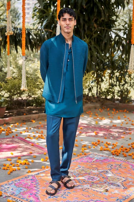 Philocaly Vyan Smocked Bandhgala 