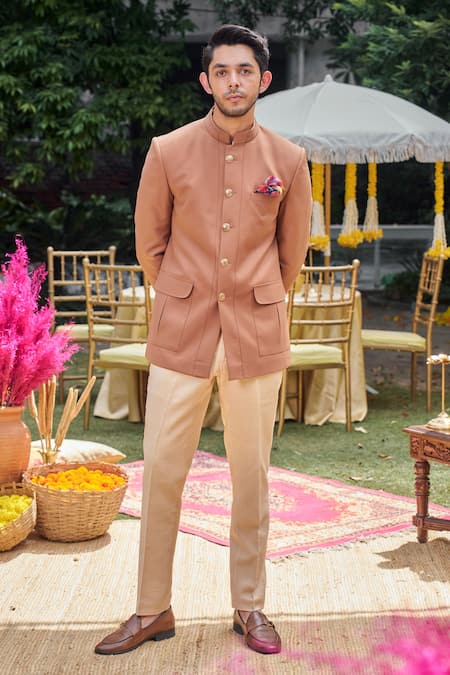 Philocaly Ojas Double Collar Pick-Stitch Bandhgala 