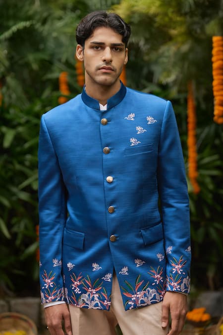 Philocaly Bagh Mysore Silk Embroidered Bandhgala 