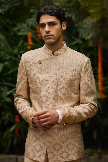 Philocaly Aaravya Embroidered Asymmetrical Bandhgala Set 