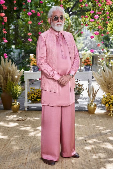 Philocaly Rajwada Embroidered Open-Style Bundi Kurta Set 