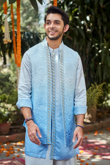 Philocaly Tarangin Ombre Embroidered Bundi Kurta Set 