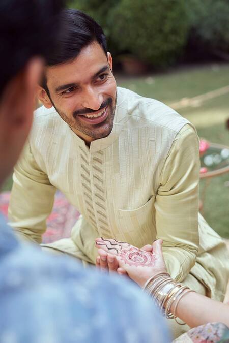 Philocaly Green Silk Embroidery Amroz Geometric Bundi Kurta Ser Online at Aza Fashions Philocaly_Green Silk Embroidery Amroz Geometric Bundi Kurta Ser _Online_at_Aza_Fashions