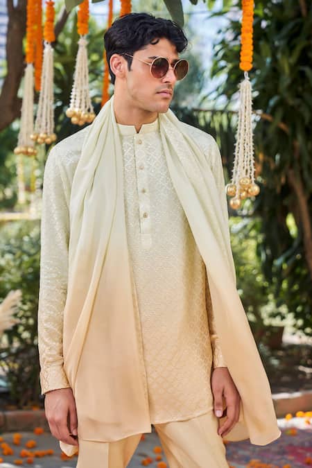 Philocaly Pratoy Ombre Embroidered Short Kurta With Stole 