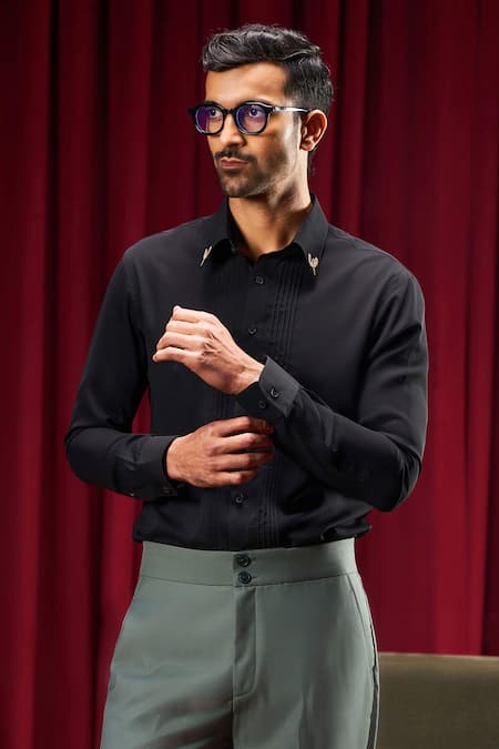 Philocaly Eastwood Pintuck Embroidered Shirt 