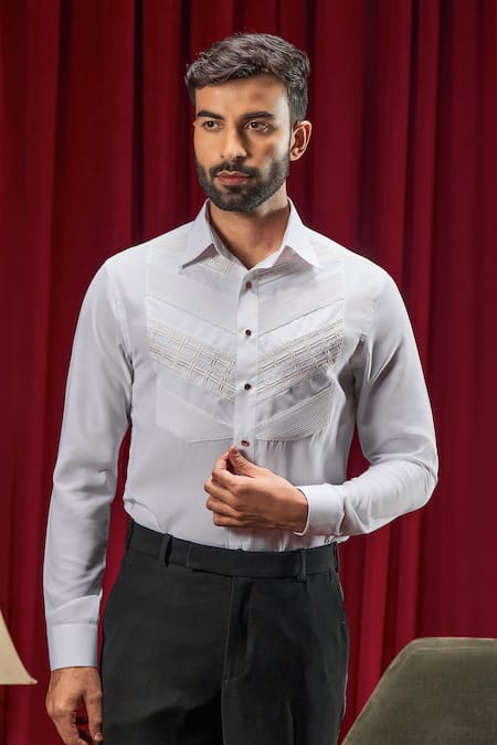 Philocaly Howard Embroidered Tuxedo Shirt 