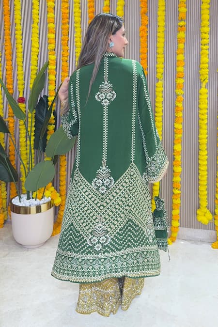 Surkh Syahi Embroidered Kurta & Palazzo Set 