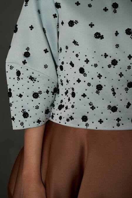 Shop_Therealb_Mint Satin Beads Round Neck Embellished Top And Skirt Set _Online_at_Aza_Fashions