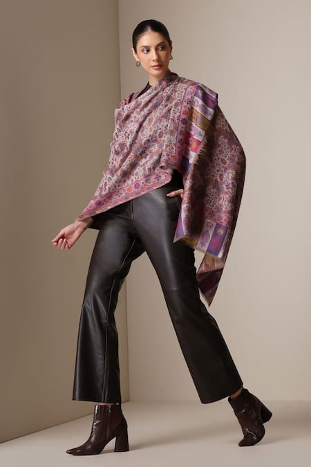 Dusala Pashmina Wool Silk Floral Pattern Stole
