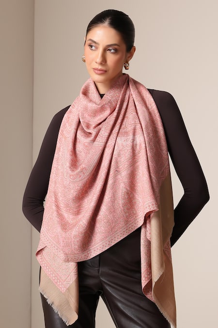 Dusala Paisley Pattern Pashmina Wool Silk Stole
