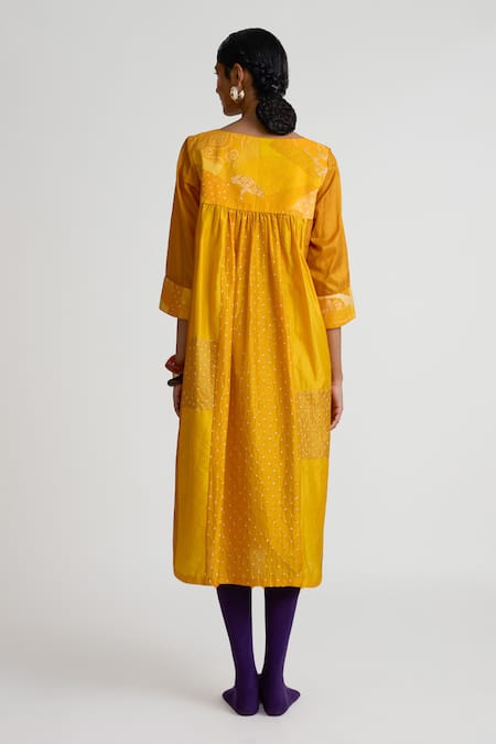 Naina Jain Printed & Bandhani Silk Midi Dress 