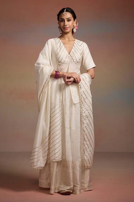 Dressfolk Triptika Woven Kurta Lehenga Set 