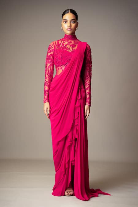 Vivek Patel Resham Embellished Saree Gown
