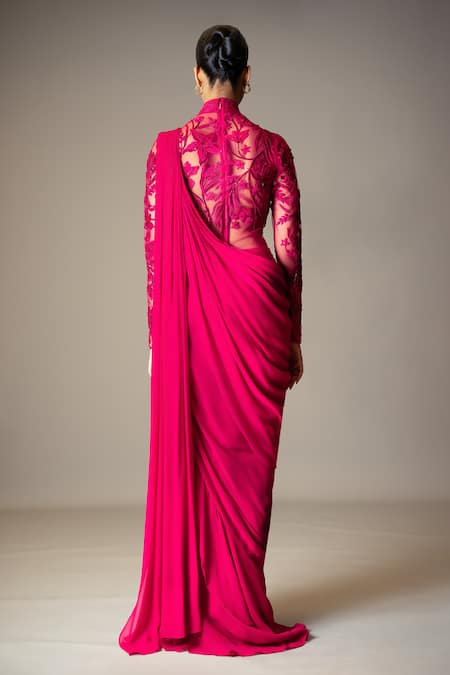 Vivek Patel Resham Embellished Saree Gown