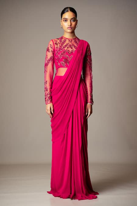 Vivek Patel Embroidered Saree Gown