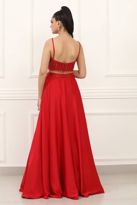 Omal Sindwani Scarlet Flame Lehenga Set 