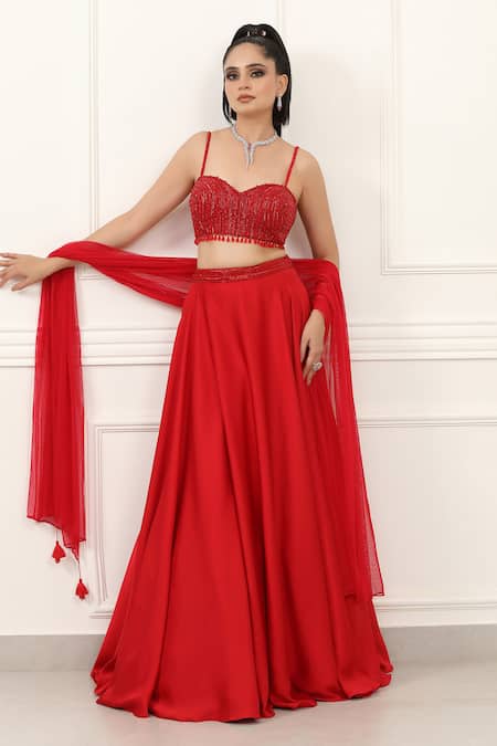 Omal Sindwani Scarlet Flame Lehenga Set 