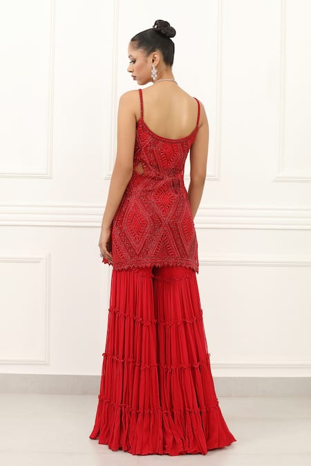 Omal Sindwani Scarlet Royale Kurta Gharara Set 