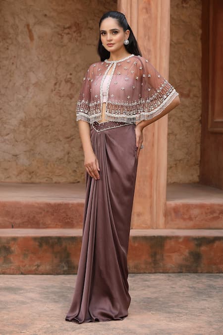 Omal Sindwani Dusky Enchant Cape Skirt Set 