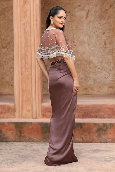 Omal Sindwani Dusky Enchant Cape Skirt Set 