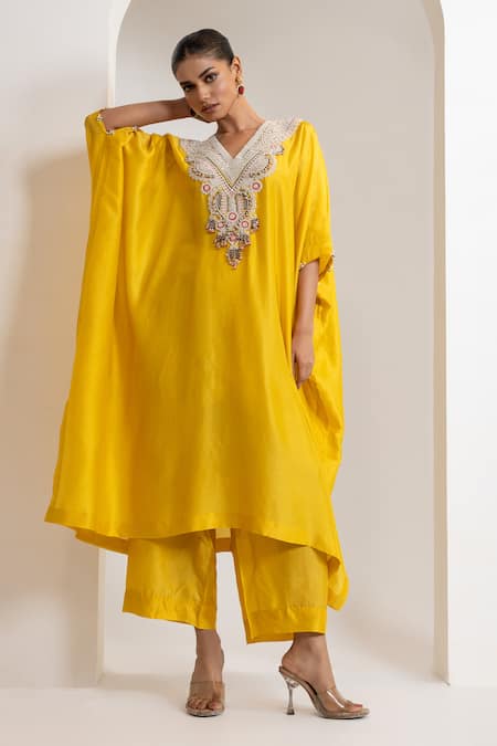 Oshi By Shikha Silk Kaftan & Pant Set 