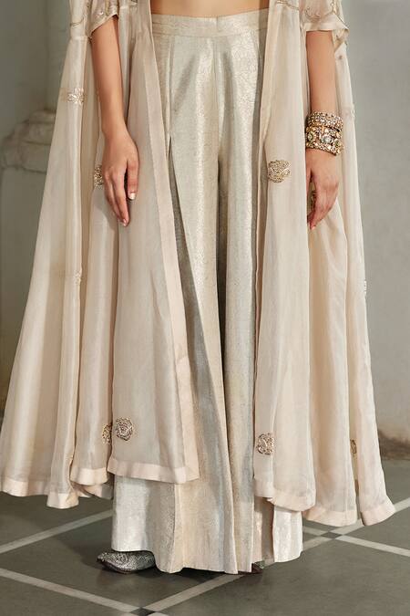 Buy Paulmi And Harsh Beige Silk Embroidery Sweetheart , Open Couchni Cape Palazzo Set Online at Aza Fashions Buy_Paulmi And Harsh_Beige Silk Embroidery Sweetheart , Open Couchni Cape Palazzo Set _Online_at_Aza_Fashions