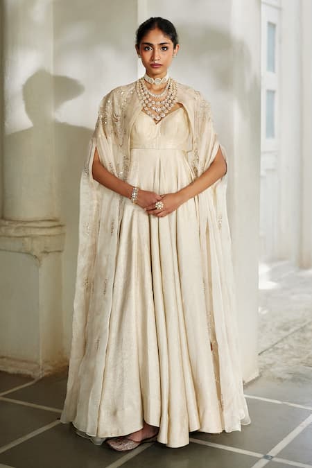 Paulmi And Harsh Hand Embroidered Cape With Anarkali 