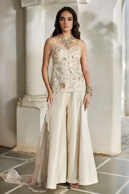 Paulmi And Harsh Hand Embroidered Corset Kurta With Palazzo 