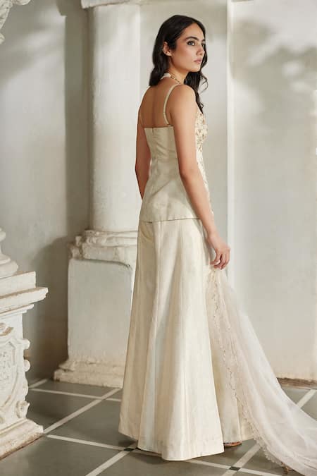 Paulmi And Harsh Hand Embroidered Corset Kurta With Palazzo 