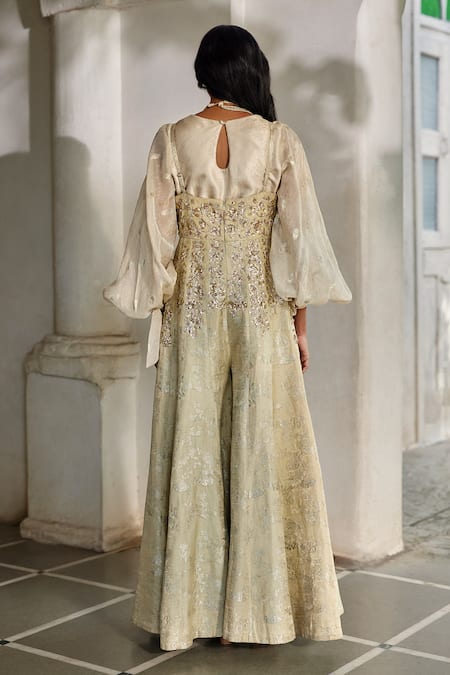 Paulmi And Harsh Zardozi Embroidered Jumpsuit With Shirt 