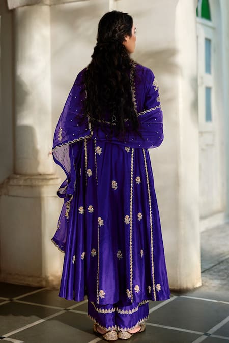 Paulmi And Harsh Purple Organza Embroidery, Sequins Round Neck Zardozi Anarkali Set Online at Aza Fashions Paulmi And Harsh_Purple Organza Embroidery, Sequins Round Neck Zardozi Anarkali Set _Online_at_Aza_Fashions