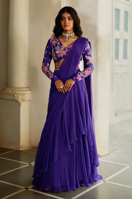 Paulmi And Harsh Ruffle Pre-Draped Saree With Embroidered Blouse 