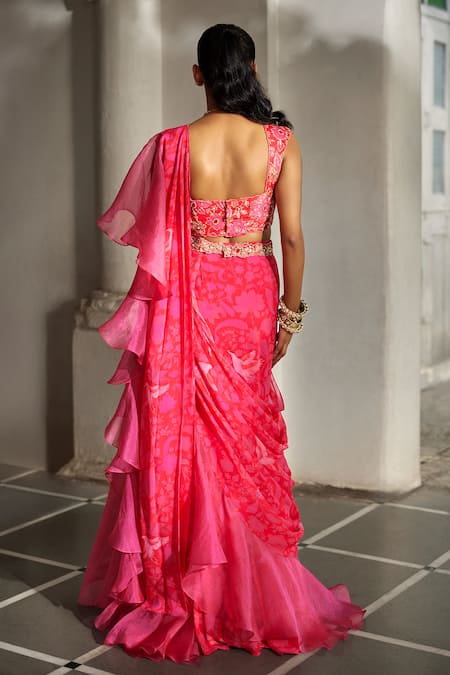 Paulmi And Harsh Printed Pre-Stitched Saree With Blouse 