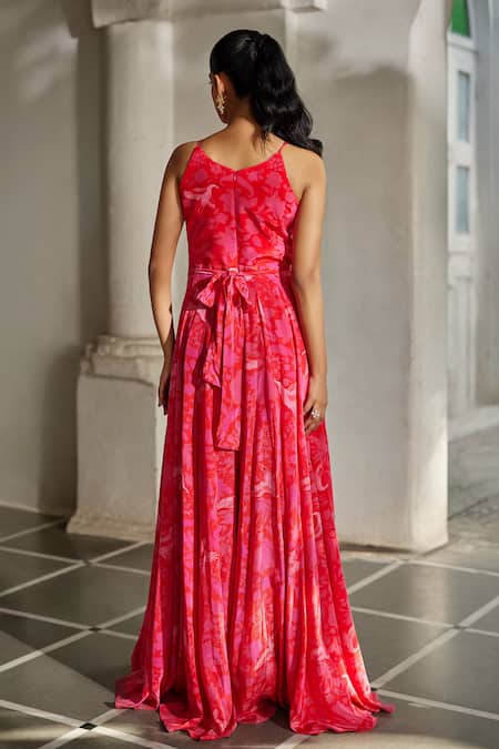 Paulmi And Harsh Bird Print Jumpsuit With Belt