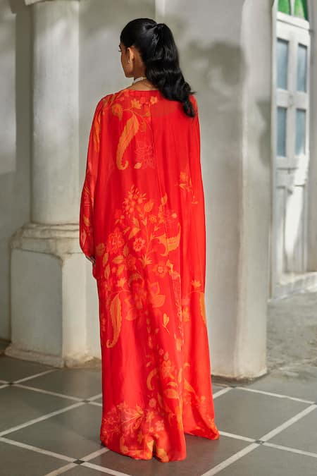 Paulmi And Harsh Leaf Print Kaftan 