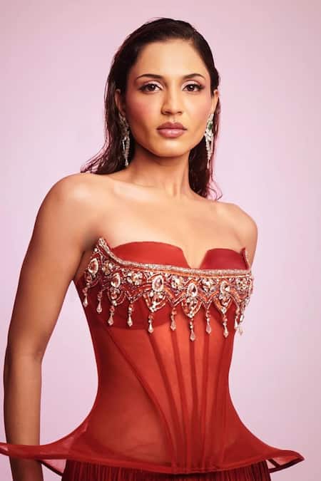 Anshika Tak Label Embellished Corset Lehenga Set 