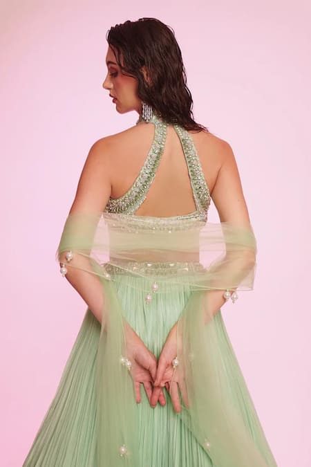 Anshika Tak Label Mirror Embroidered Lehenga Set 