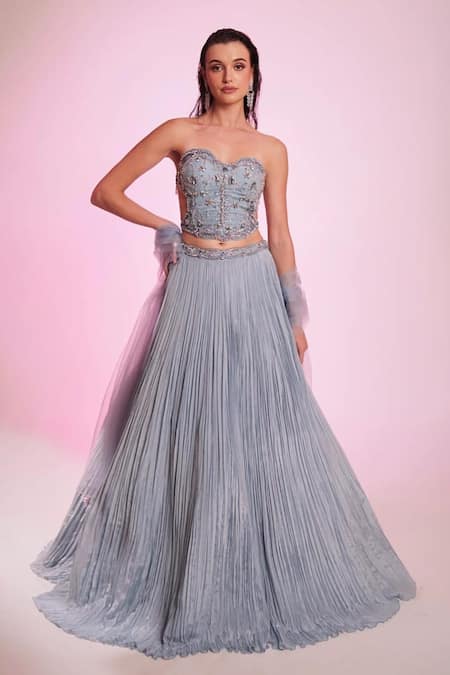 Anshika Tak Label Embellished Corset Blouse Lehenga Set 