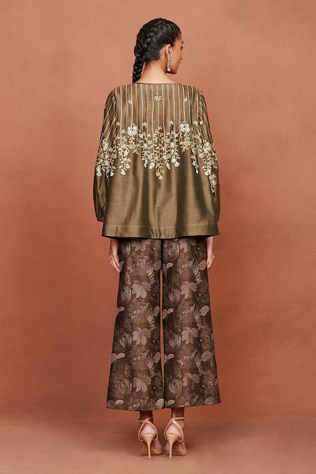 Sue Mue Saai Floral Pattern Top & Pant Set 