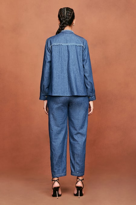 Sue Mue Bij Floral Bunch Embroidered Jacket & Pant Set 